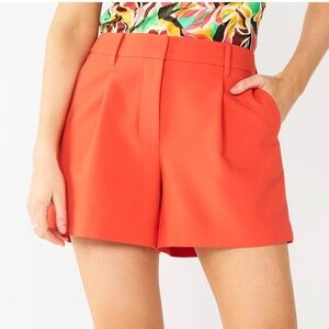 Nine West • Pleat-Front High-Waisted Shorts • Parker Orange • Size 16 • NWT